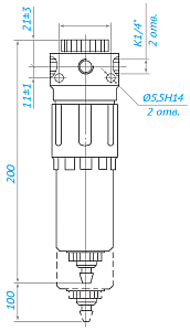 чертеж и размеры модуль подготовки сжатого воздуха П-МК02 – фильтр осушитель, П-МК02.06, ПМК02.10, П-МК 02-16, П-МК02.25